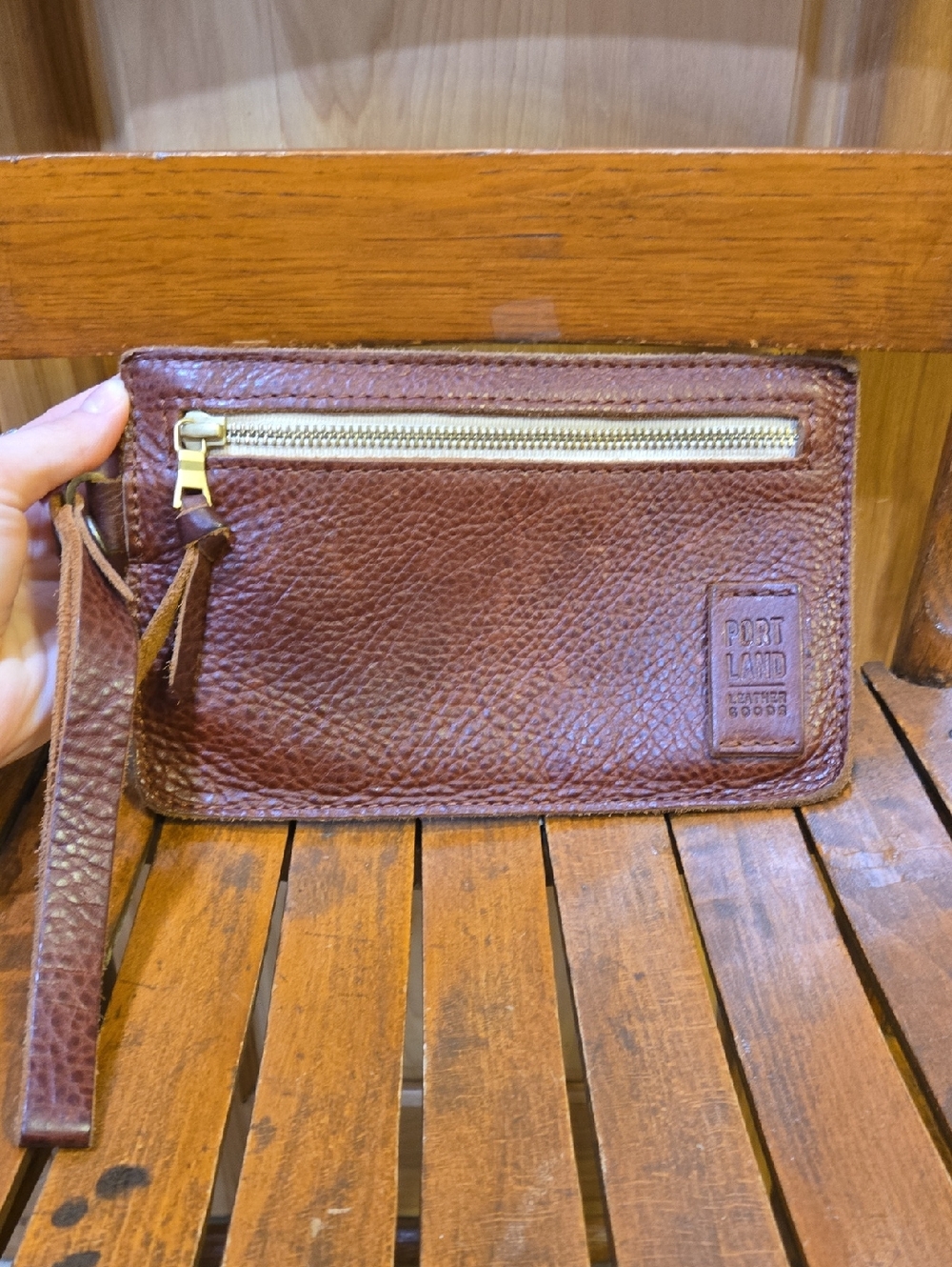Portland Leather Andrianna Wristlet Pouch In Nutmeg